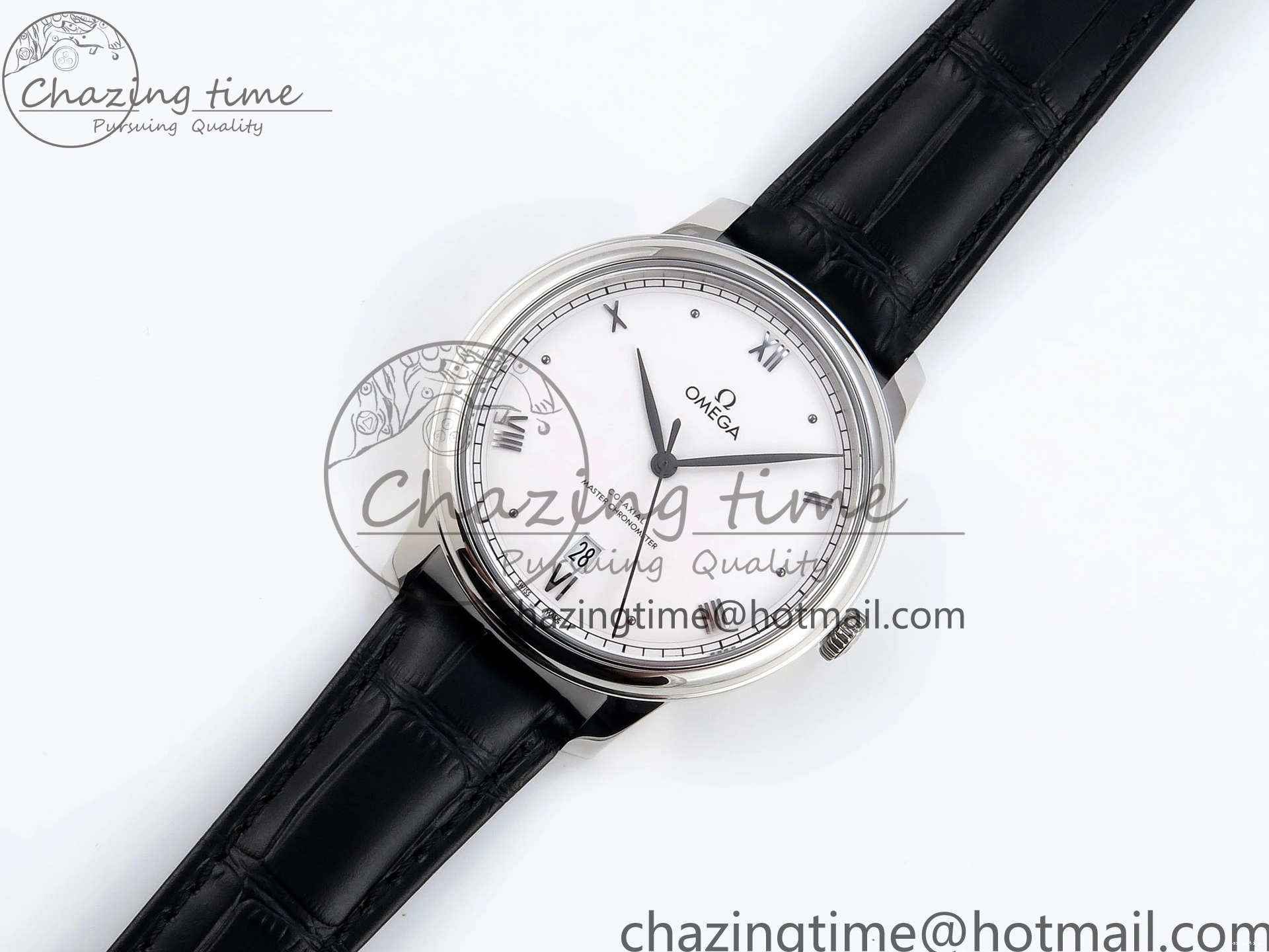 0325 ZipUp De Ville Date SS MKF 1:1 Best Edition White Dial Roman Marker on Black Leather Strap A 7741